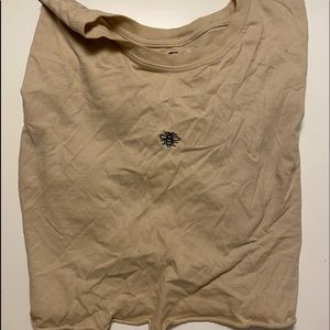 Brown Bee Embroidered Cropped T-shirt